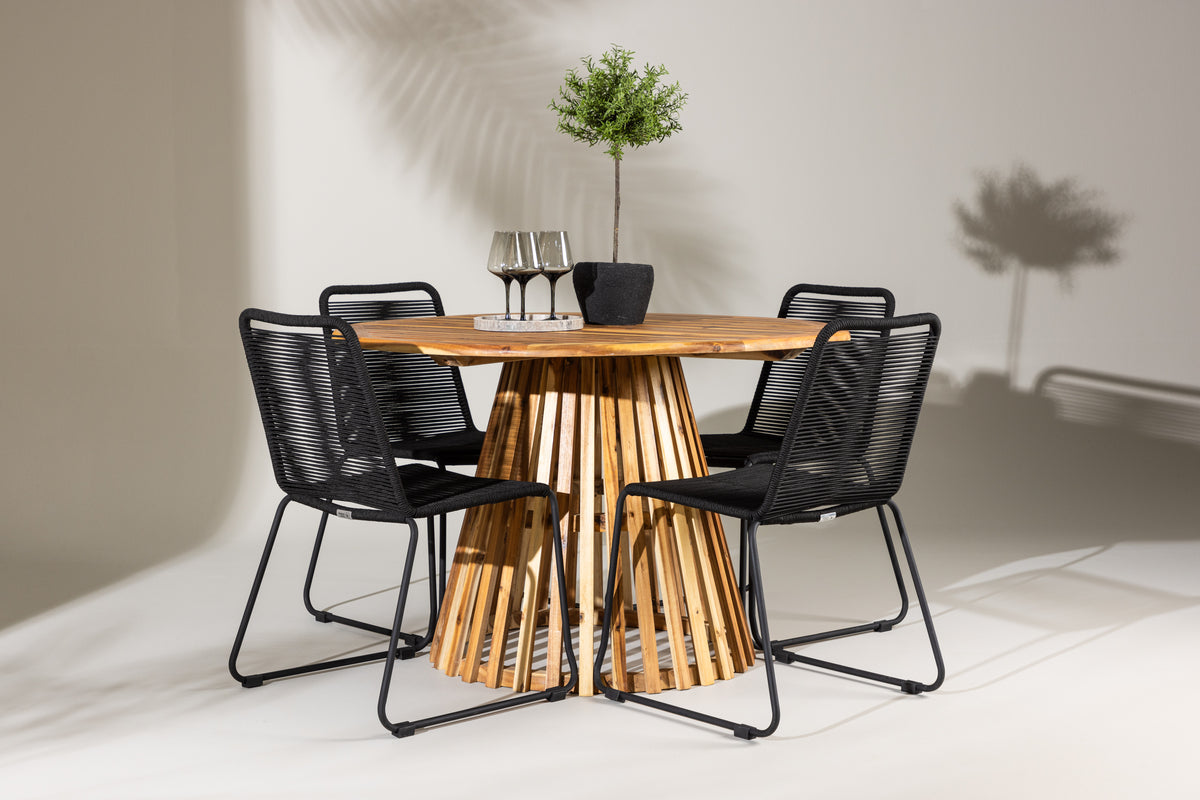 Dining Chair 2-pack Black + Round Dining Table ø120 Nature