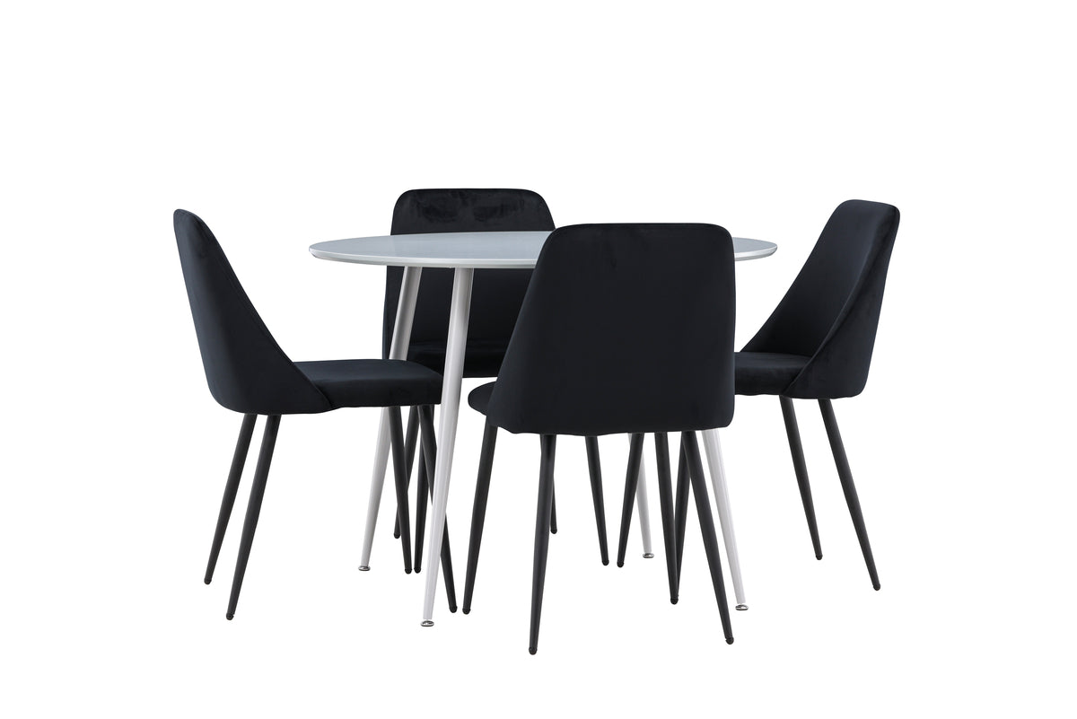 Dining Chair 2-pack Black + Round Dining Table ø100 Grey