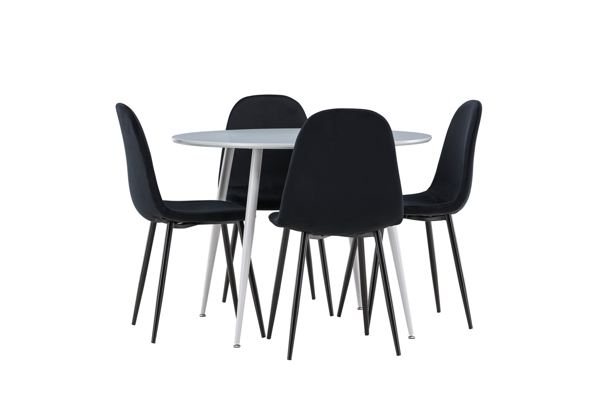 Dining Chair 2-pack Black + Round Dining Table ø100 Grey