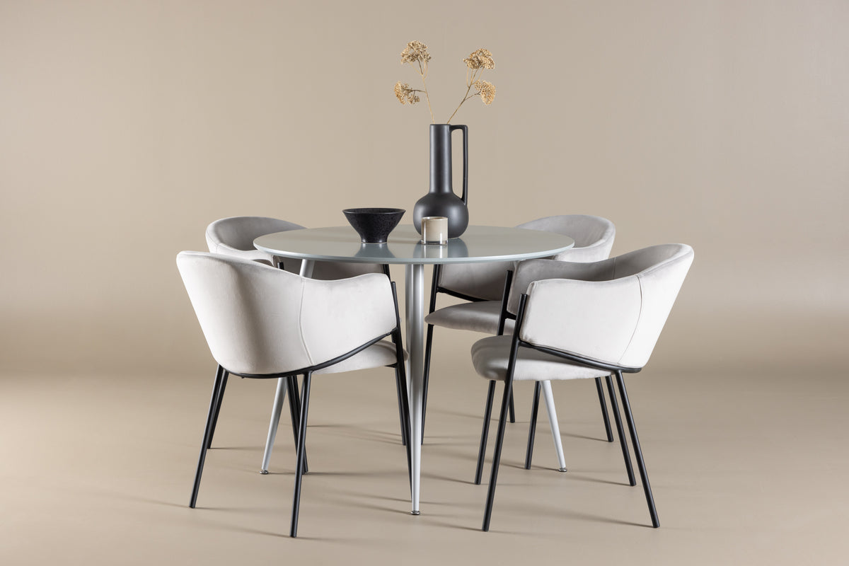 Dining Chair 2-pack Grey + Round Dining Table ø100 Grey