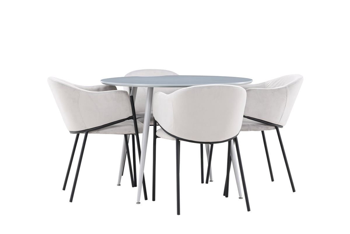 Dining Chair 2-pack Grey + Round Dining Table ø100 Grey