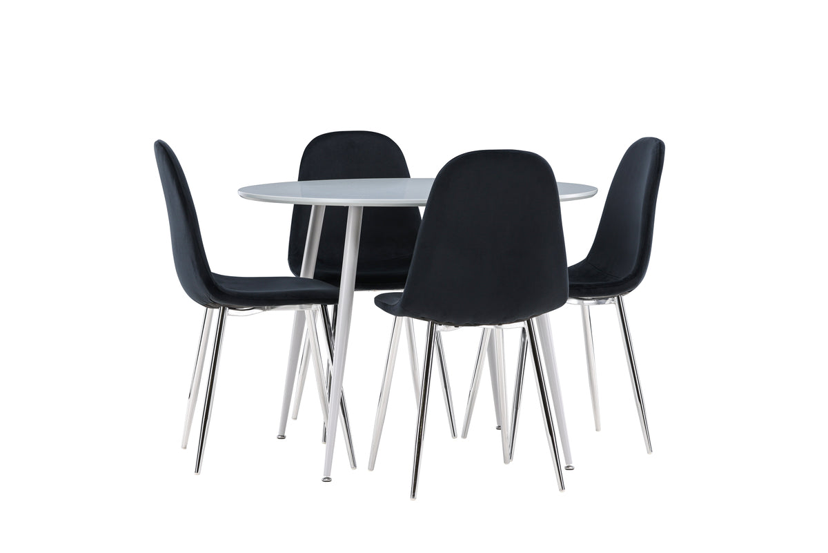 Dining Chair 2-pack Black + Round Dining Table ø100 Grey