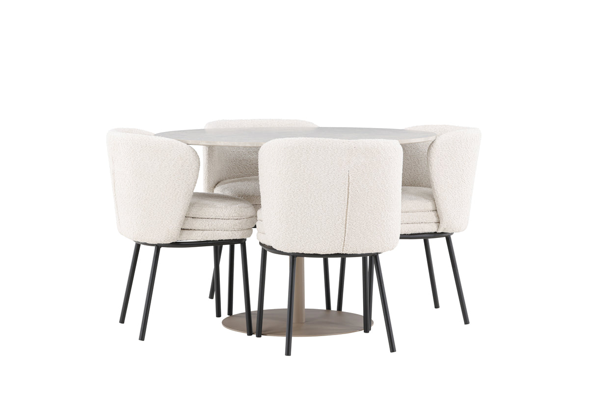 Dining Chair 2-pack White + Round Dining Table ø110 Beige