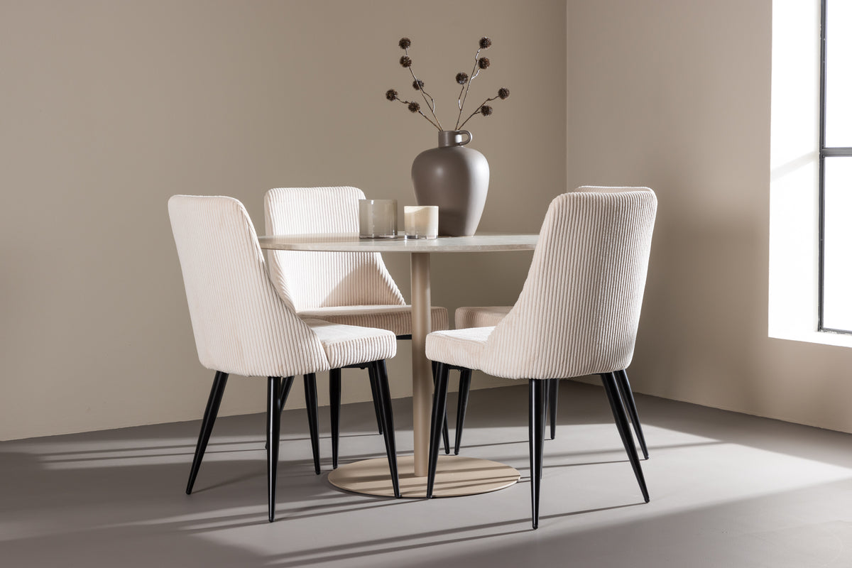Dining Chair 2-pack Beige + Round Dining Table ø110 Beige