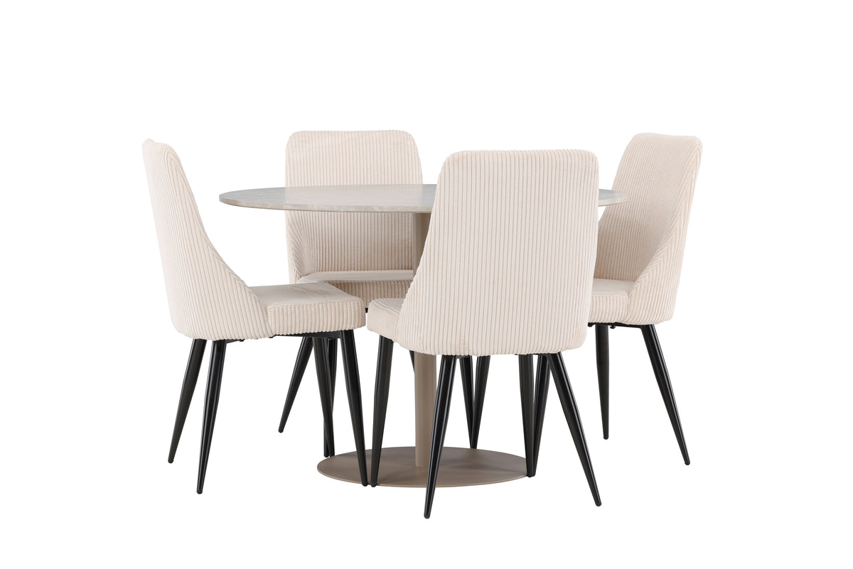 Dining Chair 2-pack Beige + Round Dining Table ø110 Beige