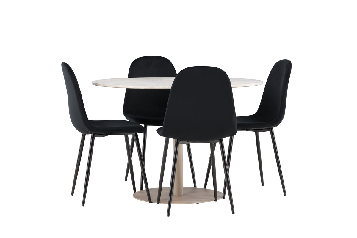 Dining Chair 2-pack Black + Round Dining Table ø110 Beige