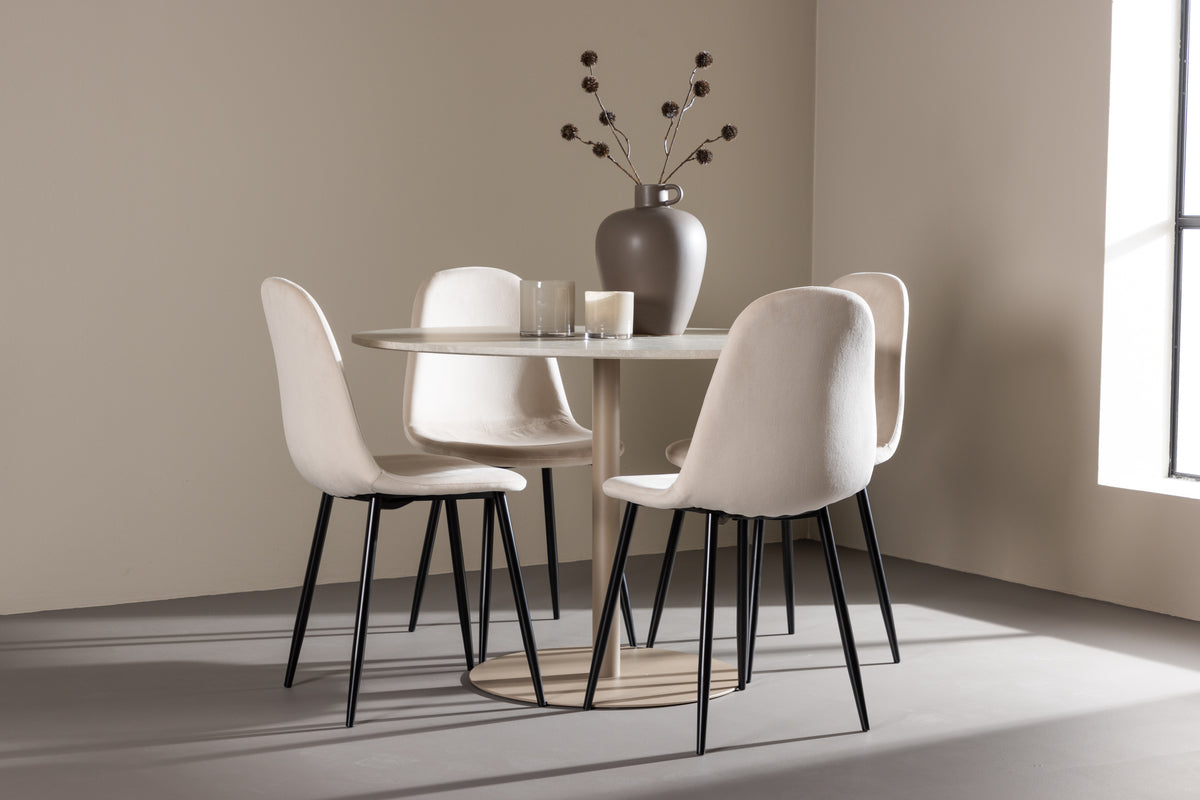 Dining Chair 2-pack Beige + Round Dining Table ø110 Beige
