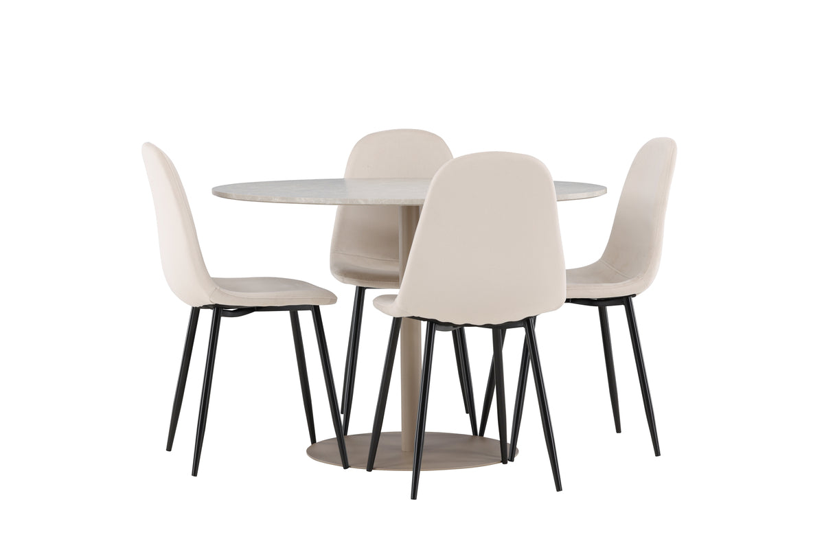 Dining Chair 2-pack Beige + Round Dining Table ø110 Beige