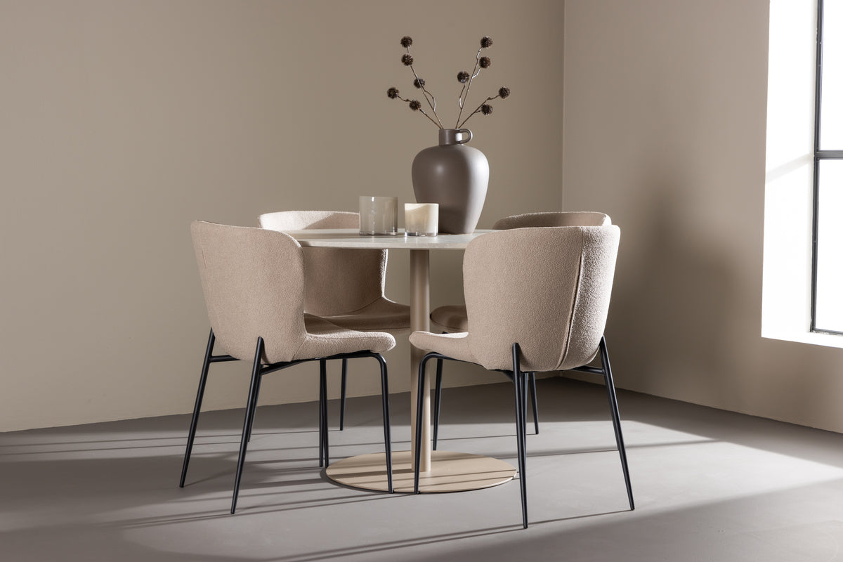 Dining Chair 2-pack Beige + Round Dining Table ø110 Beige