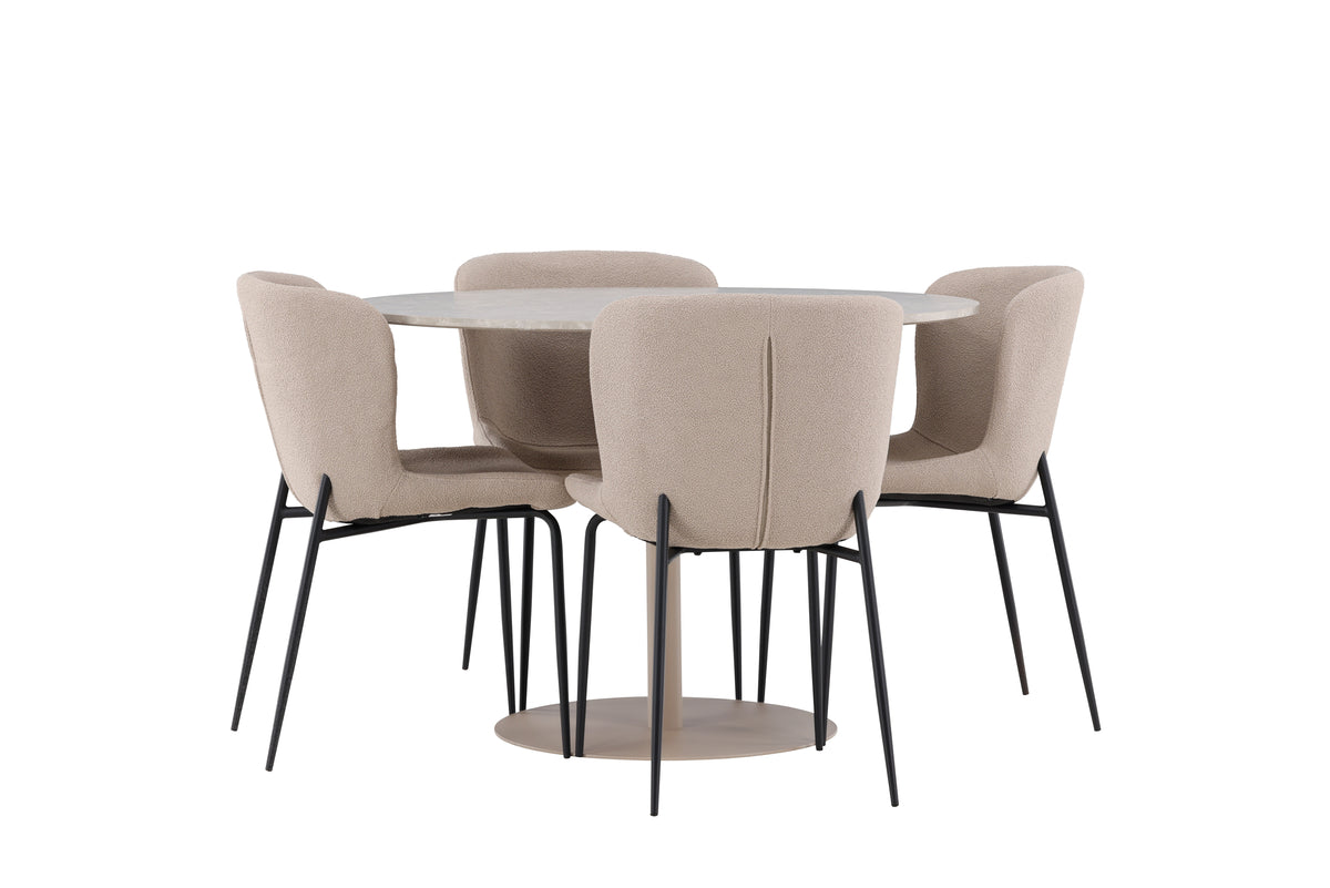 Dining Chair 2-pack Beige + Round Dining Table ø110 Beige