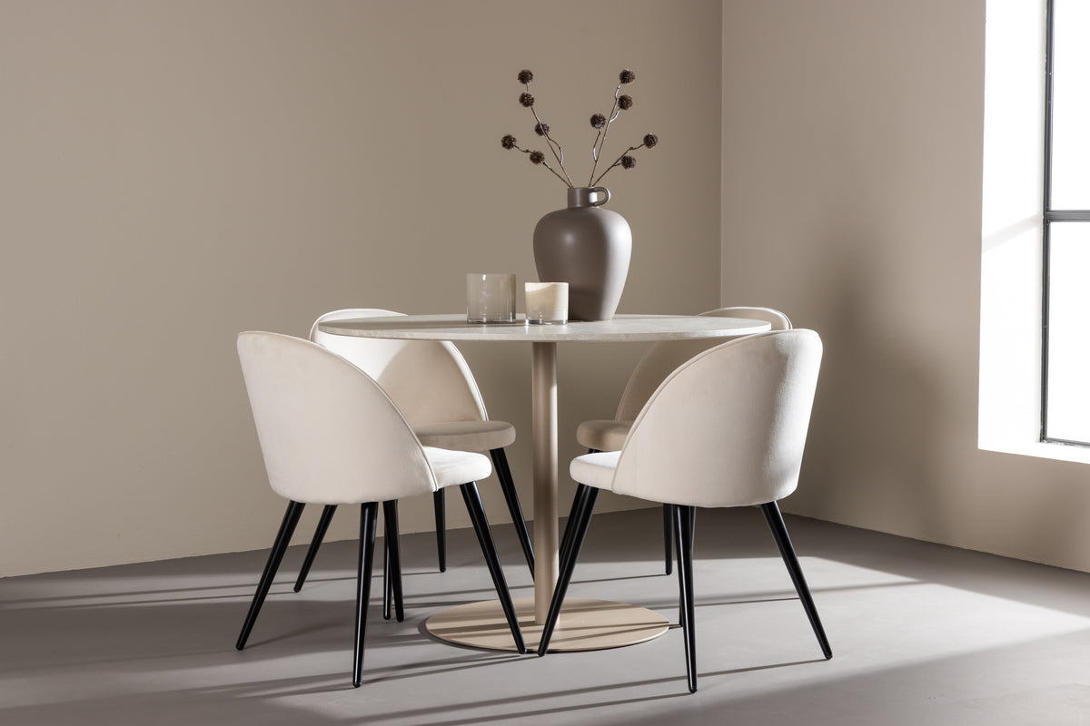 Dining Chair 2-pack Beige + Round Dining Table ø110 Beige