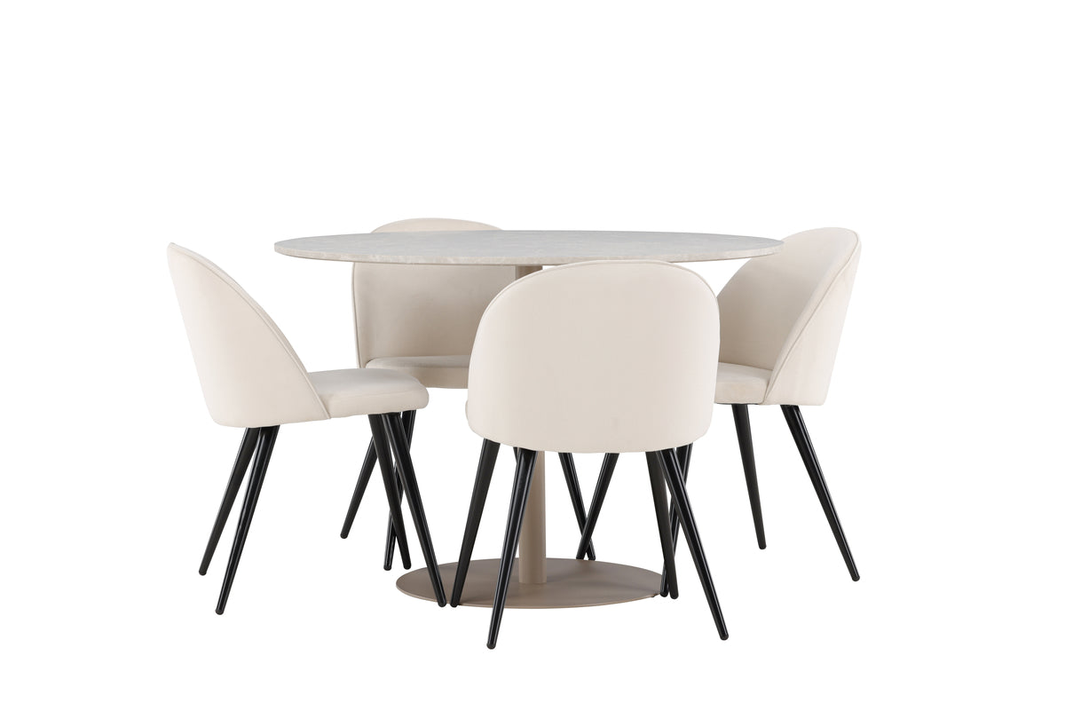 Dining Chair 2-pack Beige + Round Dining Table ø110 Beige