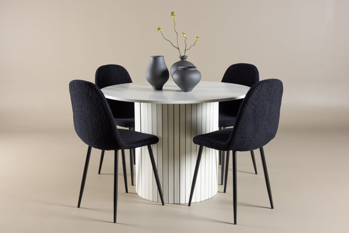 Dining Chair 2-pack Black + Round Dining Table ø110 White