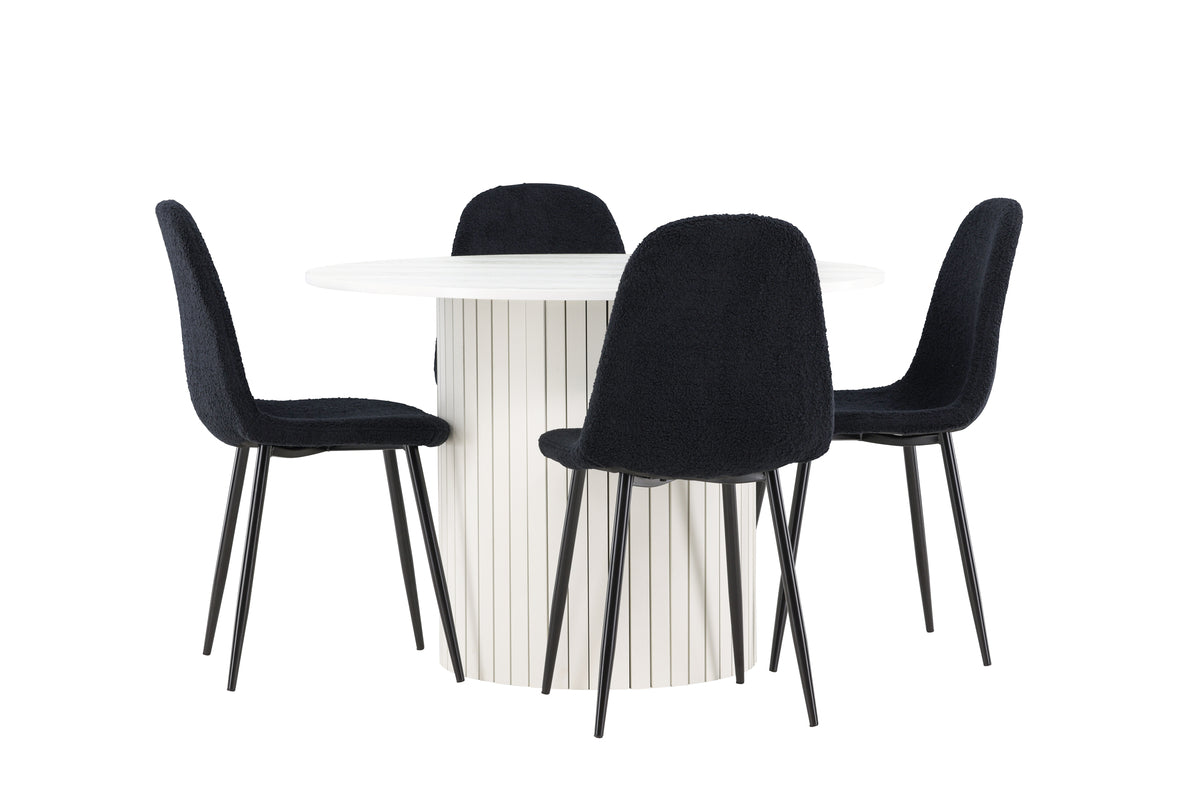 Dining Chair 2-pack Black + Round Dining Table ø110 White