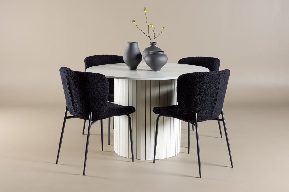 Dining Chair 2-pack Black + Round Dining Table ø110 White