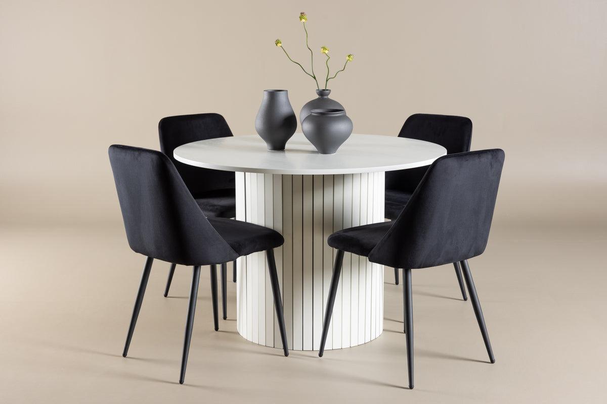 Dining Chair 2-pack Black + Round Dining Table ø110 White