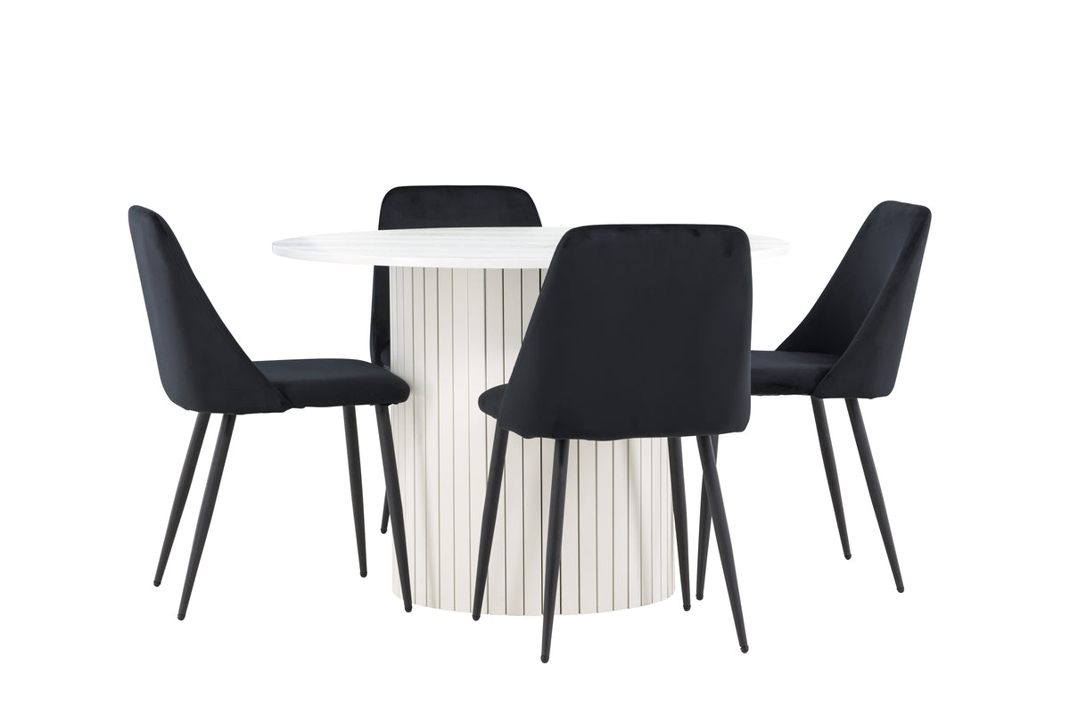Dining Chair 2-pack Black + Round Dining Table ø110 White