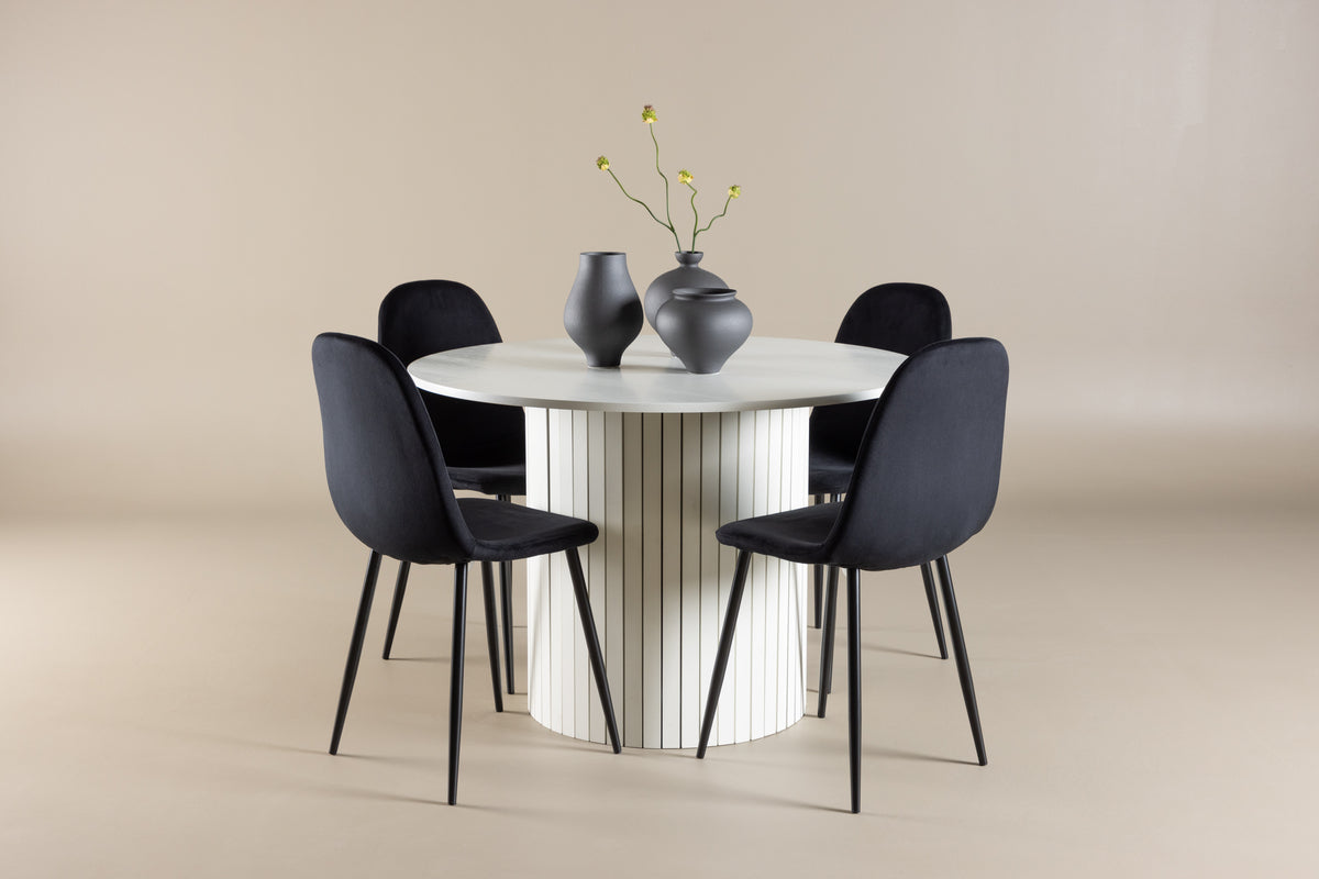 Dining Chair 2-pack Black + Round Dining Table ø110 White