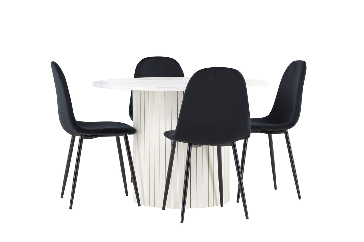 Dining Chair 2-pack Black + Round Dining Table ø110 White