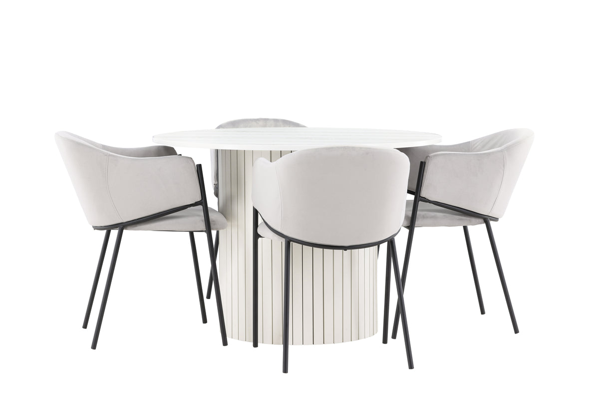 Dining Chair 2-pack Grey + Round Dining Table ø110 White
