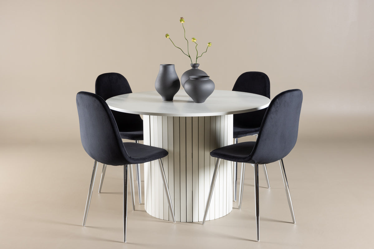 Dining Chair 2-pack Black + Round Dining Table ø110 White