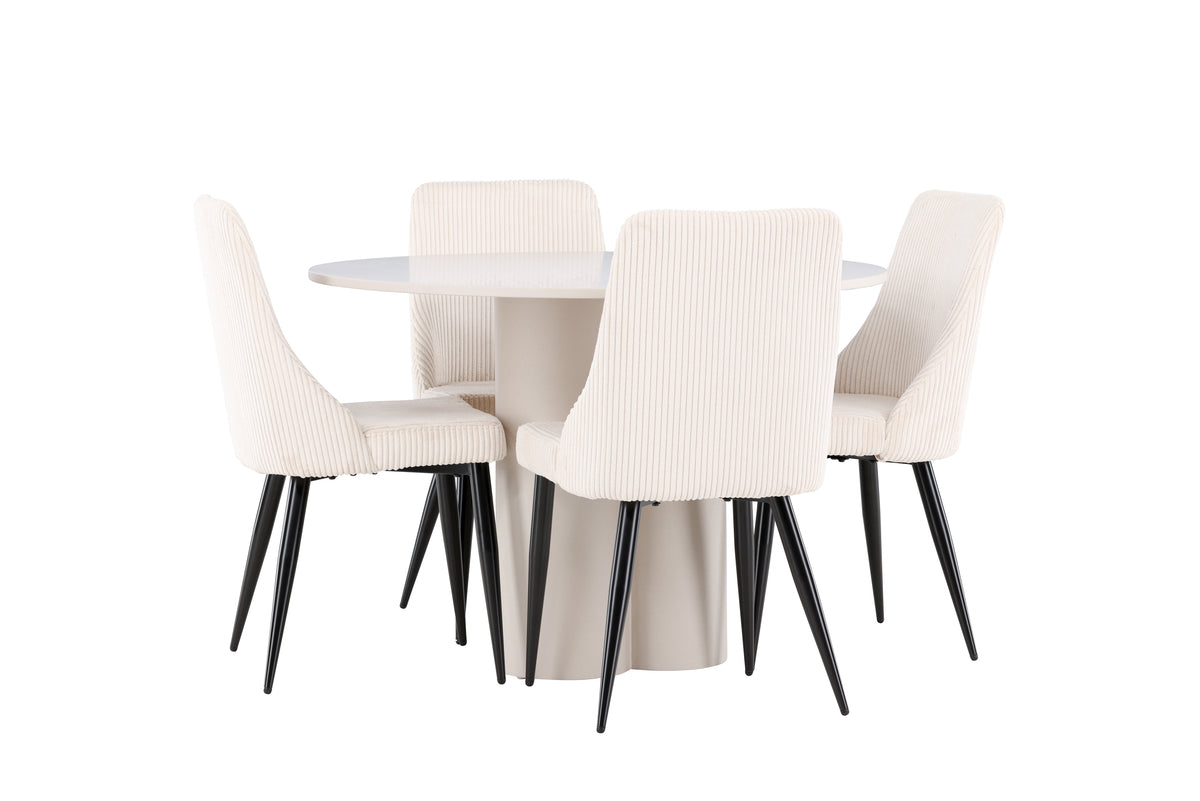 Dining Chair 2-pack Beige + Round Dining Table ø110 Beige