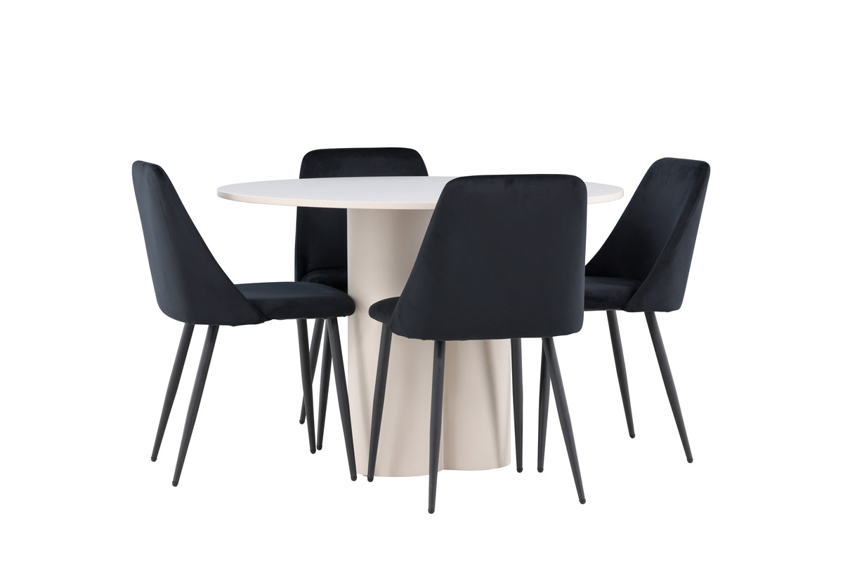Dining Chair 2-pack Black + Round Dining Table ø110 Beige