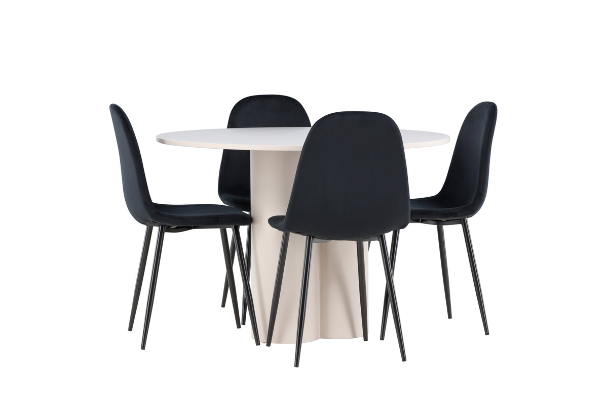 Dining Chair 2-pack Black + Round Dining Table ø110 Beige