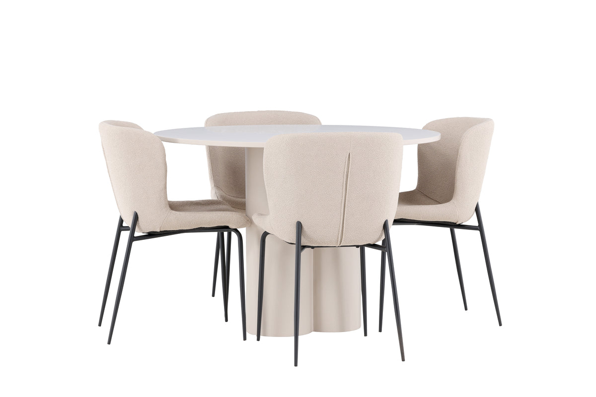 Dining Chair 2-pack Beige + Round Dining Table ø110 Beige