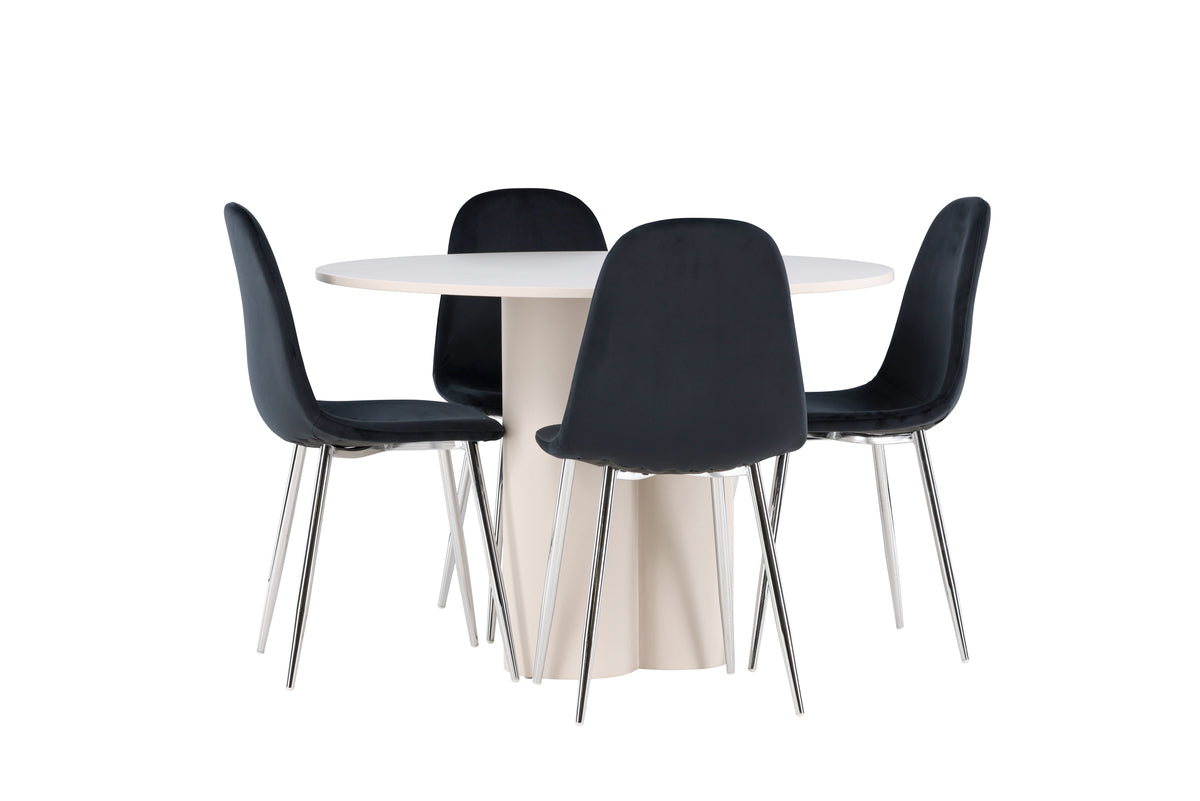 Dining Chair 2-pack Black + Round Dining Table ø110 Beige