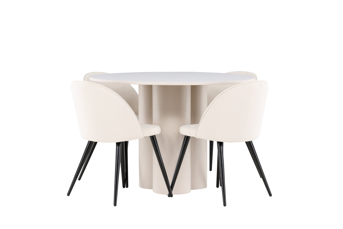 Dining Chair 2-pack Beige + Round Dining Table ø110 Beige