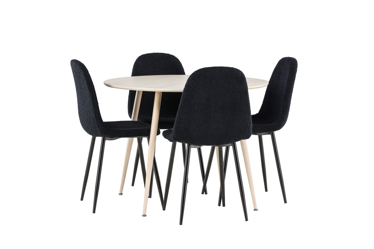 Dining Chair 2-pack Black + Round Dining Table ø100 Whitewash