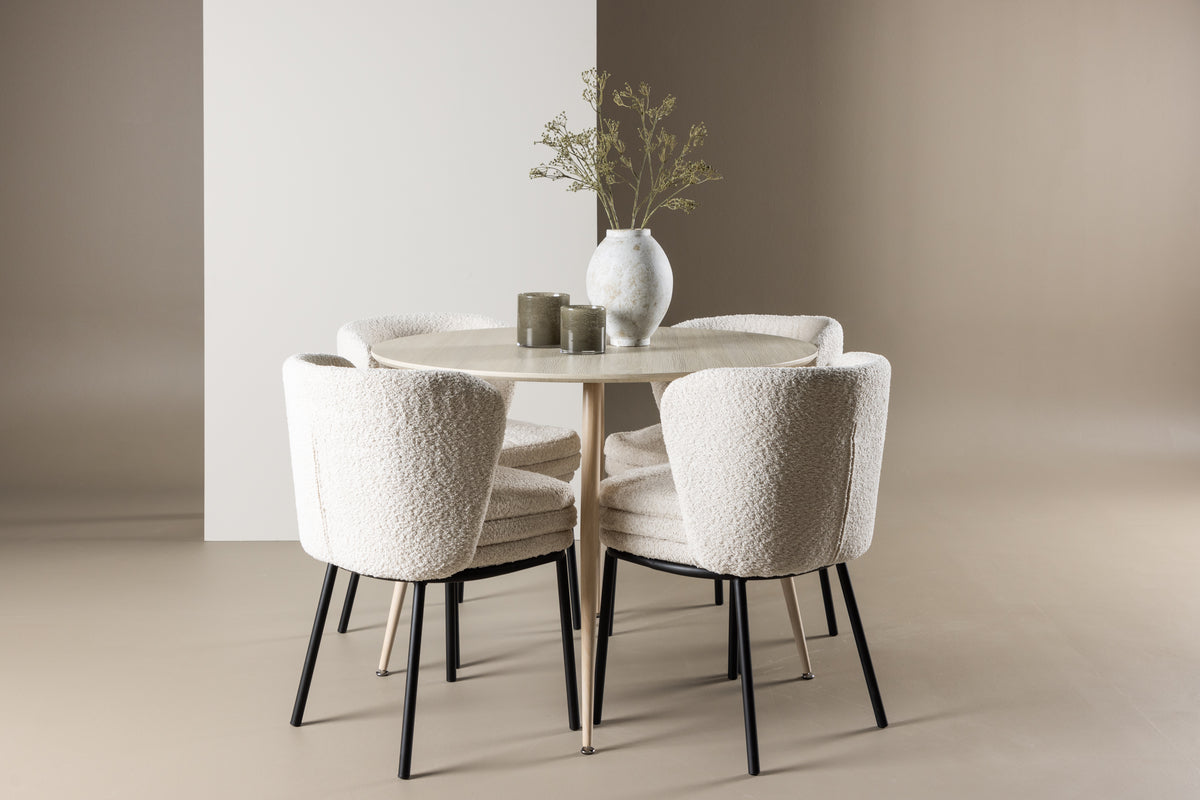 Dining Chair 2-pack White + Round Dining Table ø100 Whitewash