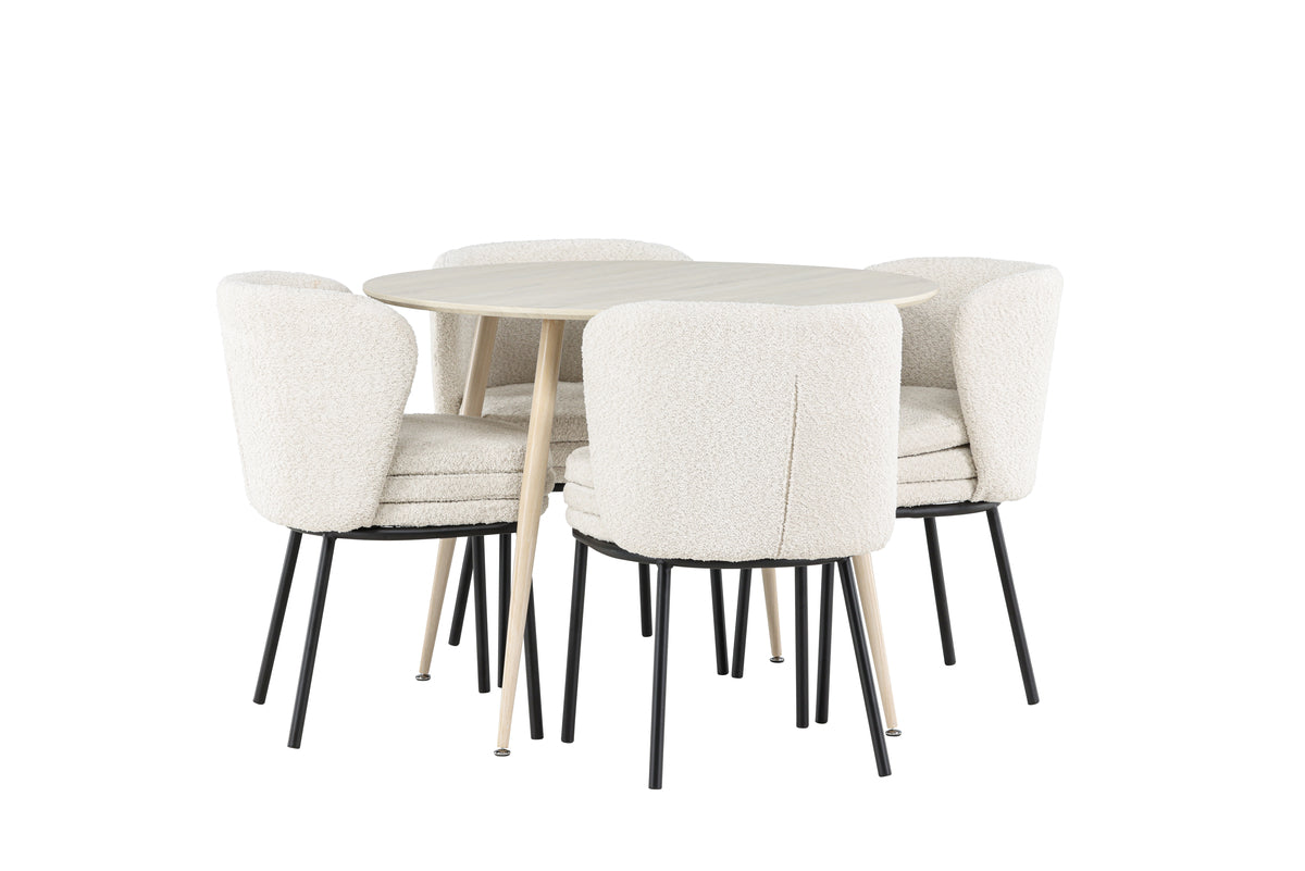Dining Chair 2-pack White + Round Dining Table ø100 Whitewash
