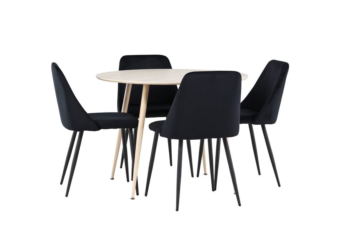 Dining Chair 2-pack Black + Round Dining Table ø100 Whitewash