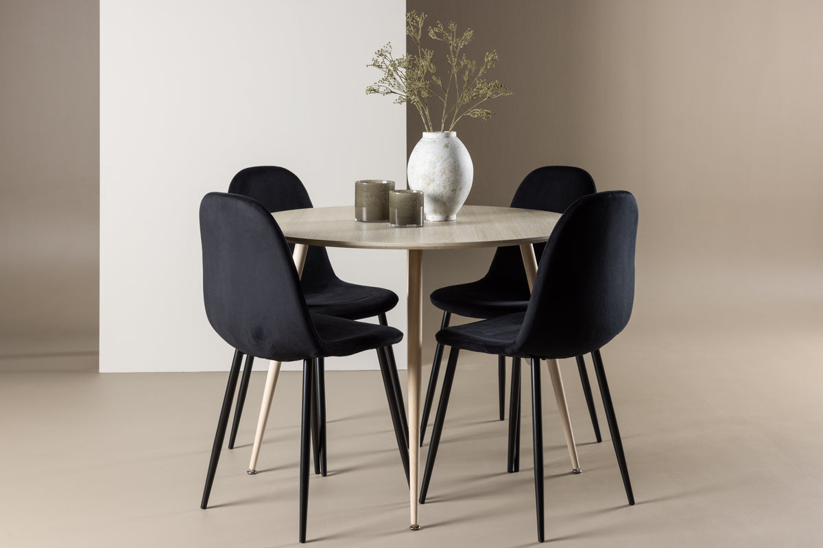 Dining Chair 2-pack Black + Round Dining Table ø100 Whitewash