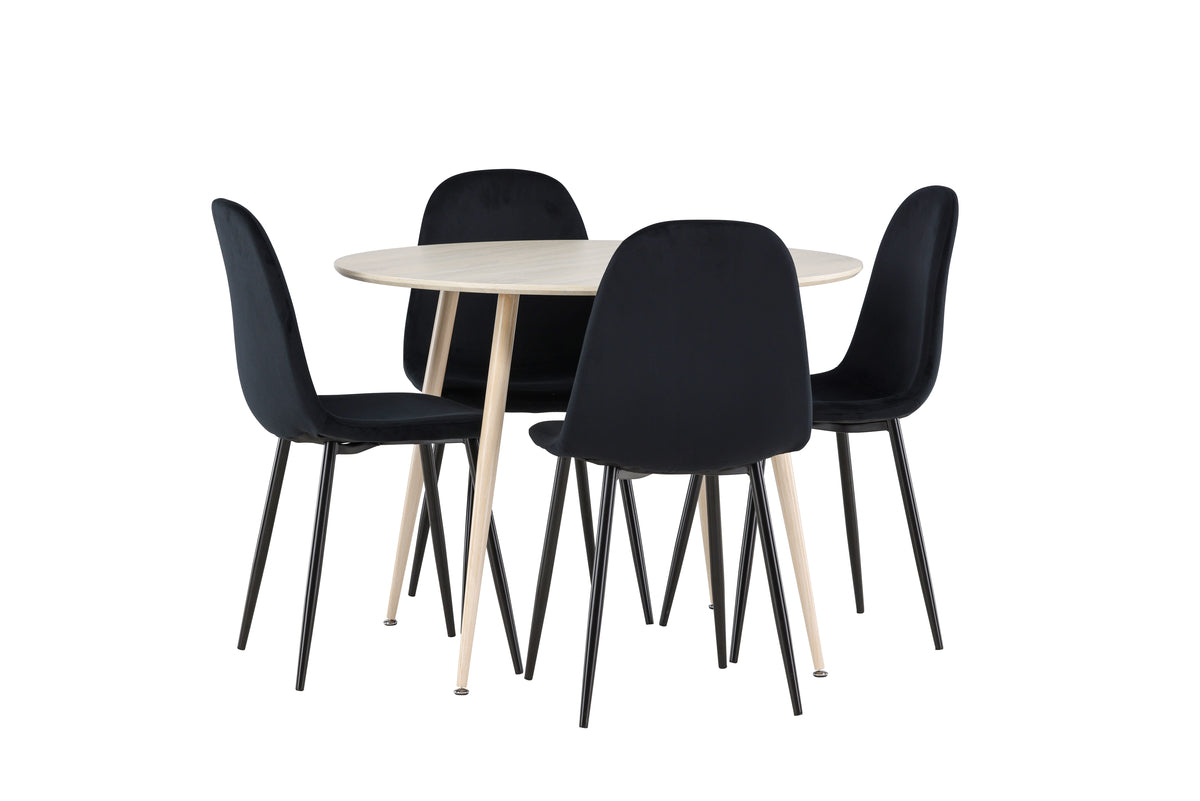 Dining Chair 2-pack Black + Round Dining Table ø100 Whitewash
