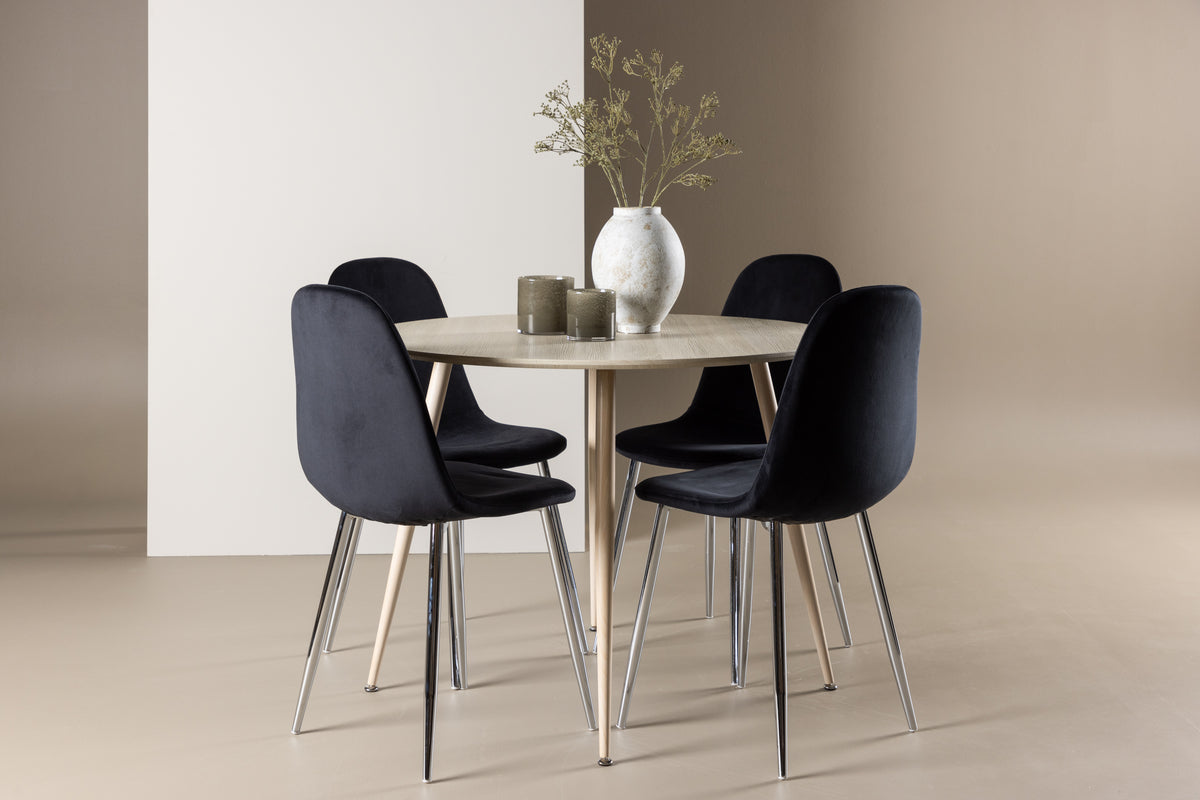 Dining Chair 2-pack Black + Round Dining Table ø100 Whitewash