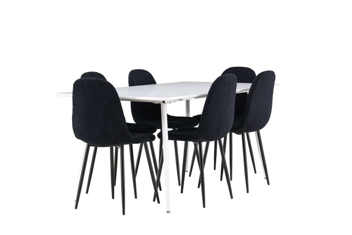 Dining Chair 2-pack Black + Rectangular Dining Table 90 x 180 White