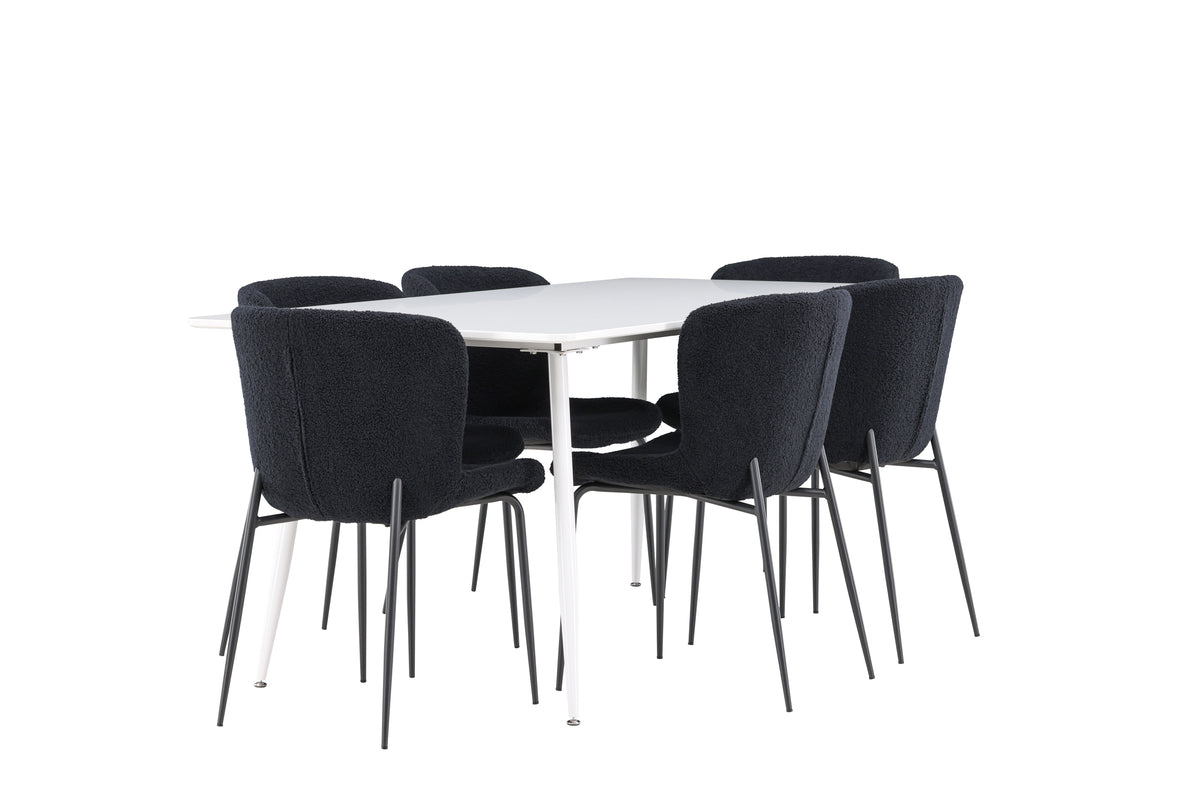 Rectangular Dining Table 90 x 180 White + Dining Chair 2-pack Black