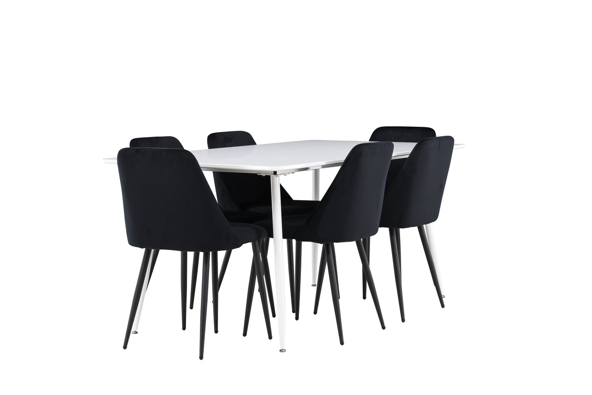 Dining Chair 2-pack Black + Rectangular Dining Table 90 x 180 White