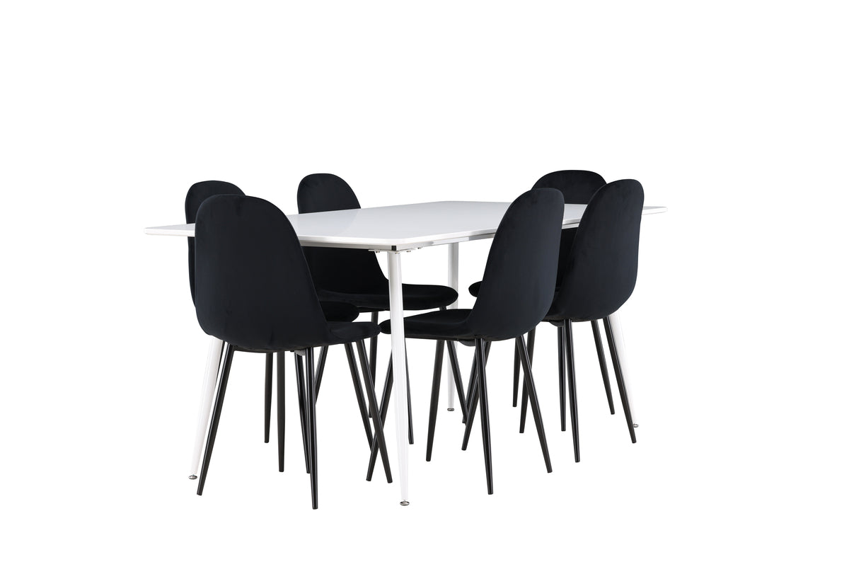 Dining Chair 2-pack Black + Rectangular Dining Table 90 x 180 White