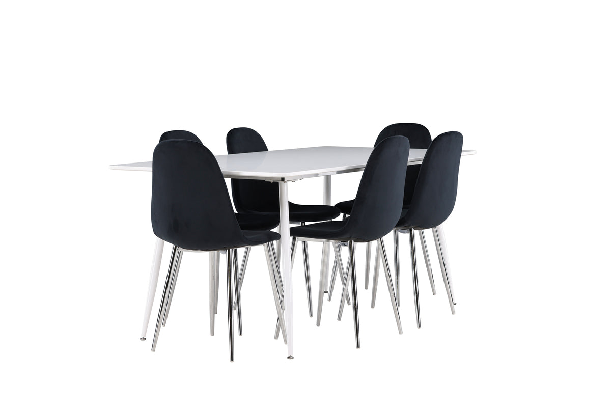Dining Chair 2-pack Black + Rectangular Dining Table 90 x 180 White