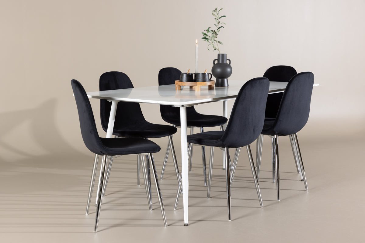 Dining Chair 2-pack Black + Rectangular Dining Table 90 x 180 White