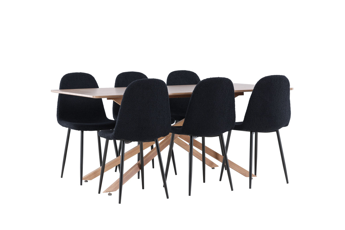 Dining Chair 2-pack Black + Rectangular Dining Table 90 x 180 Mocca