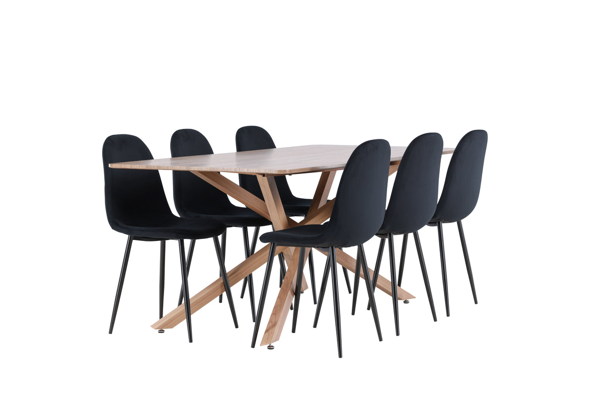 Dining Chair 2-pack Black + Rectangular Dining Table 90 x 180 Mocca