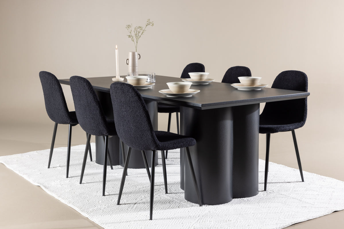 Dining Chair 2-pack Black + Rectangular Dining Table 100 x 210 Black