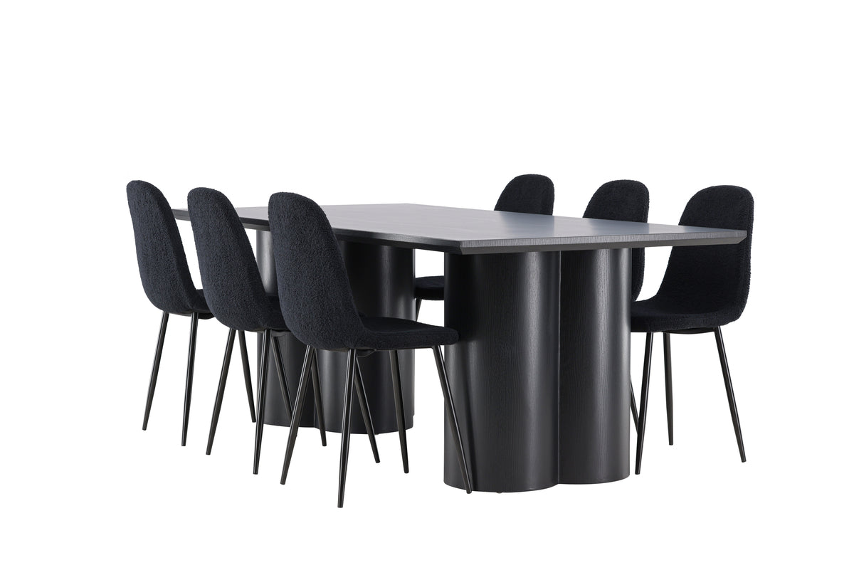 Dining Chair 2-pack Black + Rectangular Dining Table 100 x 210 Black