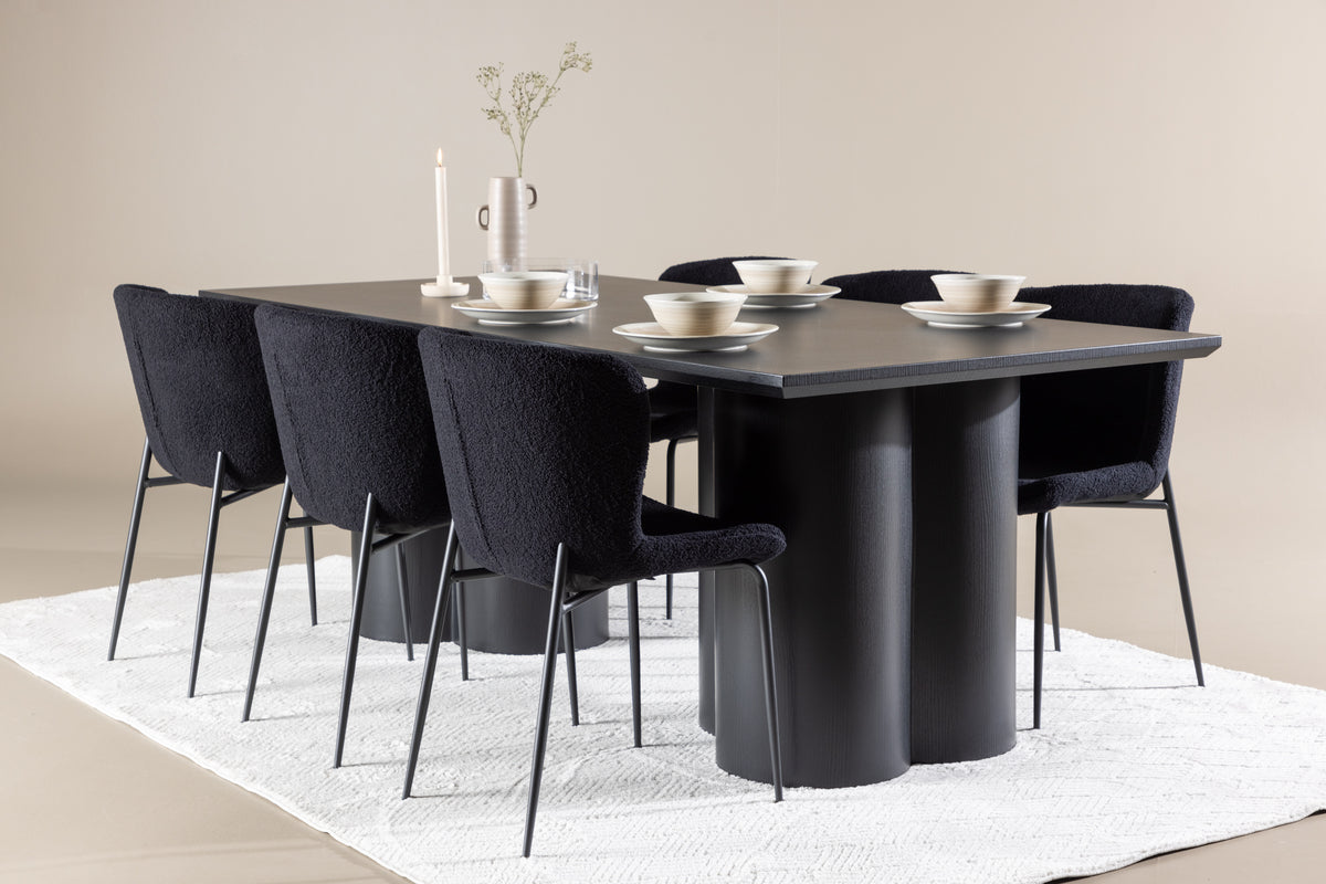 Dining Chair 2-pack Black + Rectangular Dining Table 100 x 210 Black