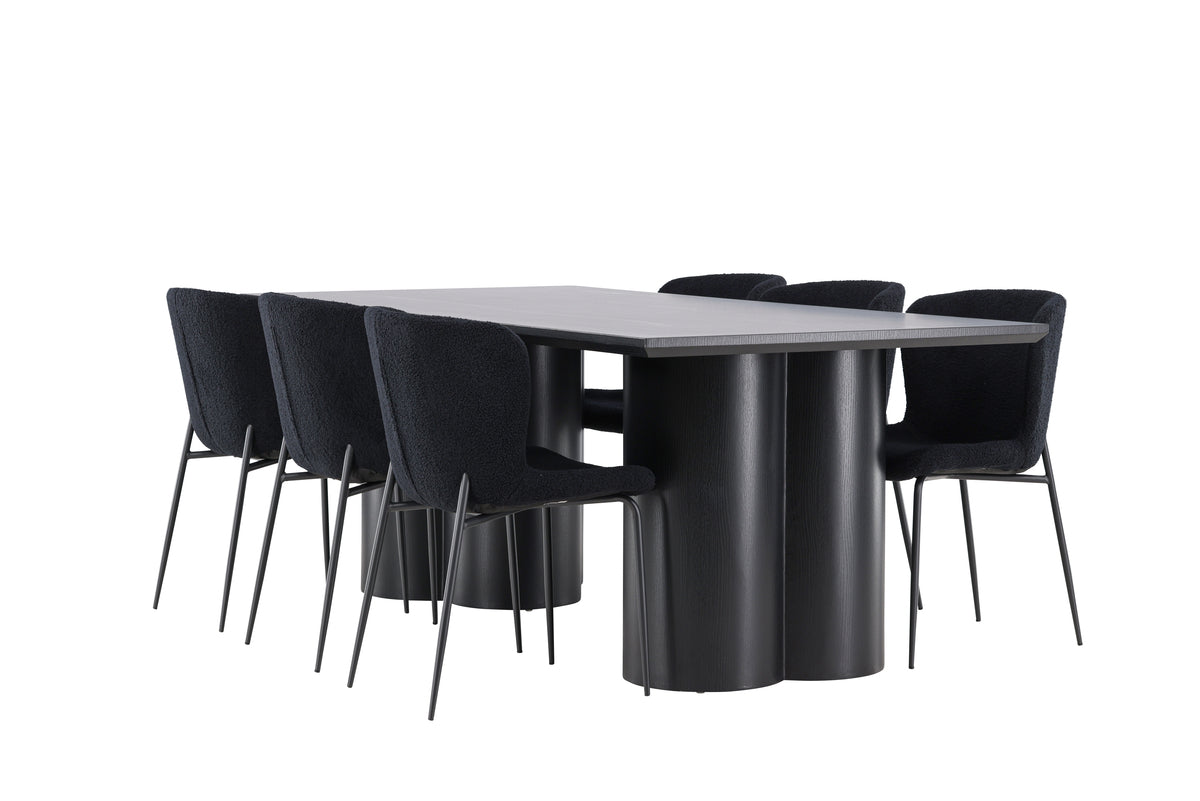 Dining Chair 2-pack Black + Rectangular Dining Table 100 x 210 Black